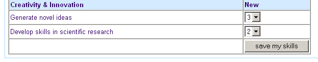 save personal skill ratings