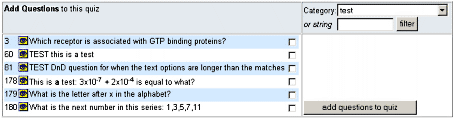 filter/add questions to quiz
